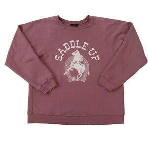 Retrobrand Women’s Saddle Up Lightweight Pullover Sweatshirt Mauve Size M